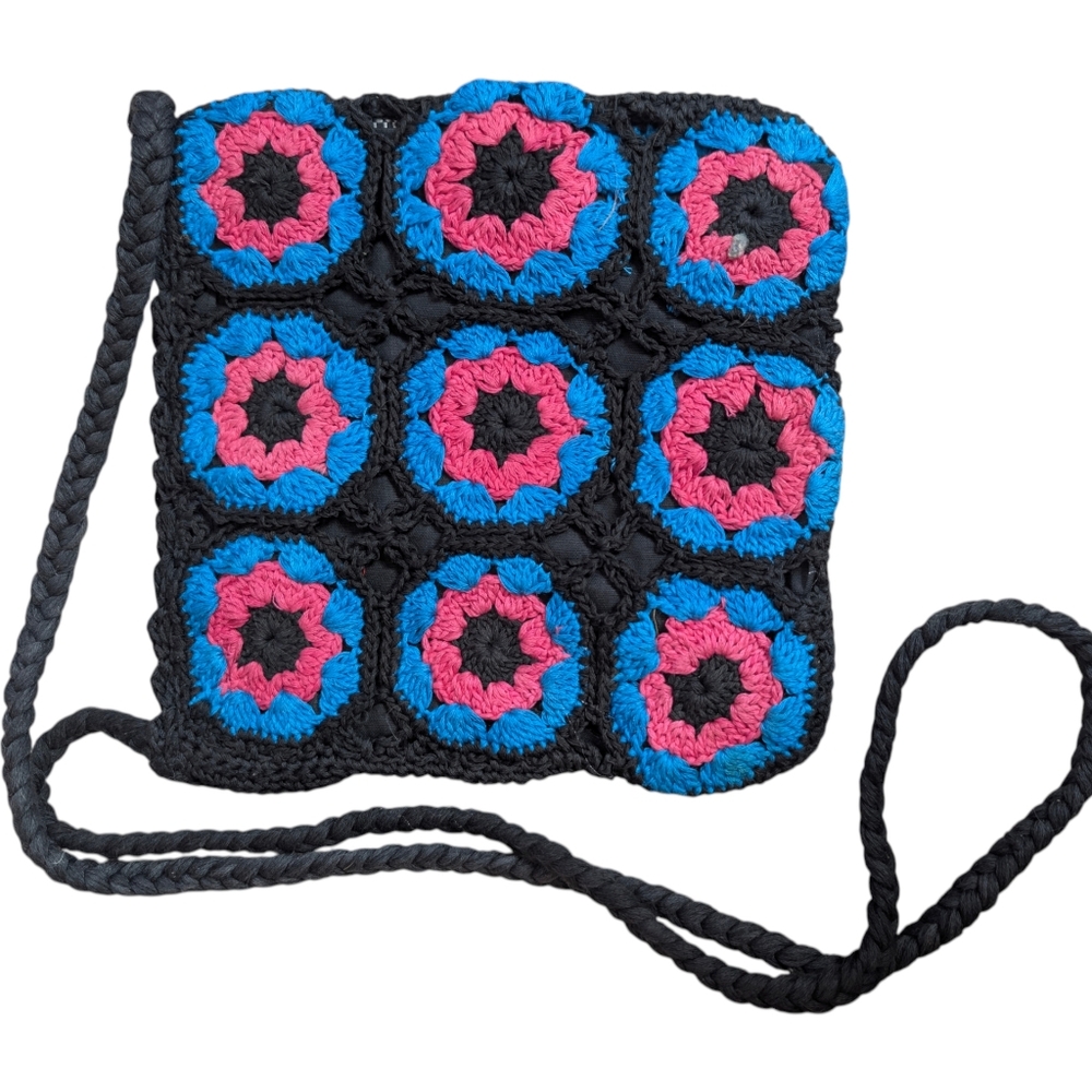 Vintage Granny Square Crochet Purse